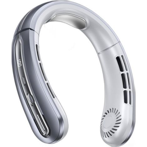 Ventilatore da collo portatile, 100 velocità, design senza pale, ricaricabile tramite USB-C, ultra silenzioso a 60 velocità del vento (Grigio Spazio Profondo) (1/5)