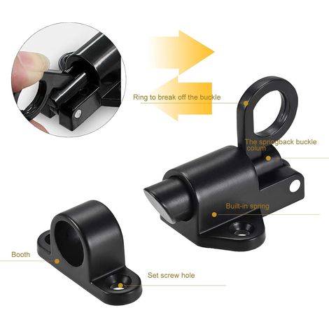 4 Pièces Verrou Porte à Rebond, Loquet Porte Ressort Automatique Noir avec Vis et Tournevis pour Portes en Bois et Fenêtres Armoires Penderies (1/4)