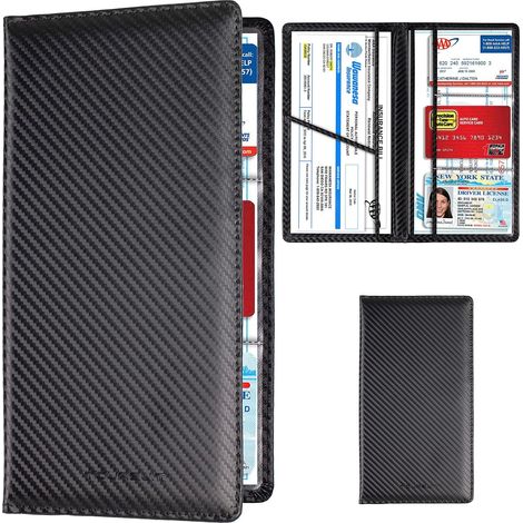 Étui pour carte grise et assurance (noir effet fibre de carbone) – Organisateur de documents pour boîte à gants (1/5)