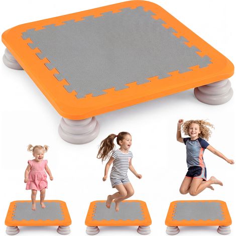 Mini trampoline enfant orange de 65 cm avec surface EVA antidérapante et 4 pieds amovibles pour maison, chambre et crèche (1/5)