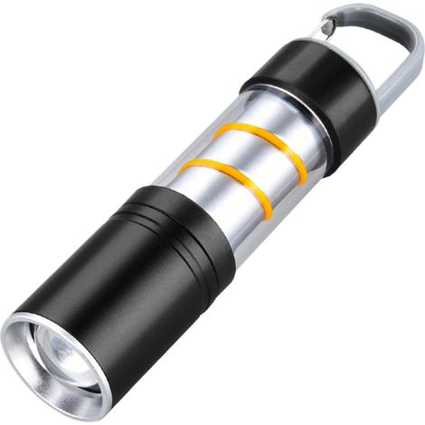 Linterna portátil, luz para exteriores, batería recargable, lente con zoom, tamaño compacto, 3 modos de luz, función de carga rápida, haz brillante, linterna de camping impermeable, 3 x 3 x 13 cm