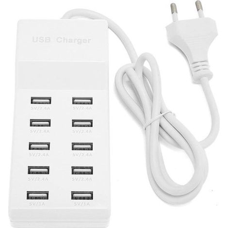 Stazione di ricarica USB a 10 porte per una ricarica rapida - Tecnologia di rilevamento automatico - Sicurezza garantita - Possibilità di caricare più dispositivi contemporaneamente