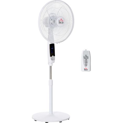 Standventilator - Bodenventilator Weiß - Standlüfter mit Fernbedienung - 3 Geschwindigkeiten - Höhenverstellbar 138 cm - Timer
