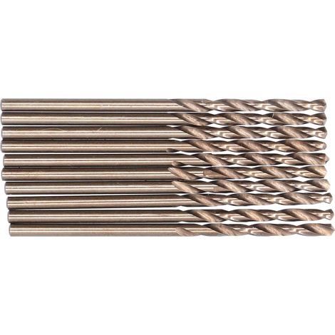 Lot de 10 forets hélicoïdaux à queue droite en acier rapide (HSS) pour le perçage et l'usinage manuel, 2 mm (1/5)