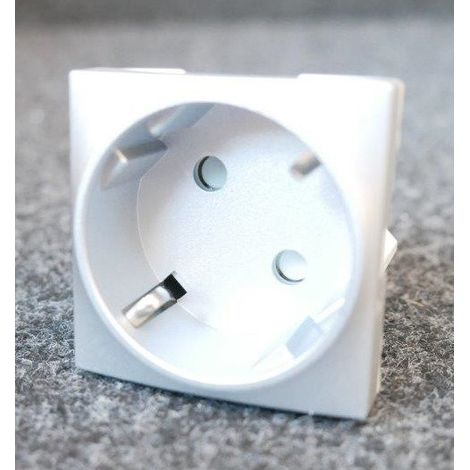 Prise 2P+T 16A standard Allemand SCHUKO aluminium mécanisme 45x45mm sans support ni plaque ALTIRA