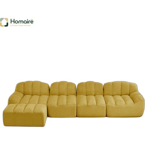 Sofa mit Modulen aus Fleece gelb mit Armlehnen en Polyester 366 x 165 x 79 cm HOMAIRE (1/5)