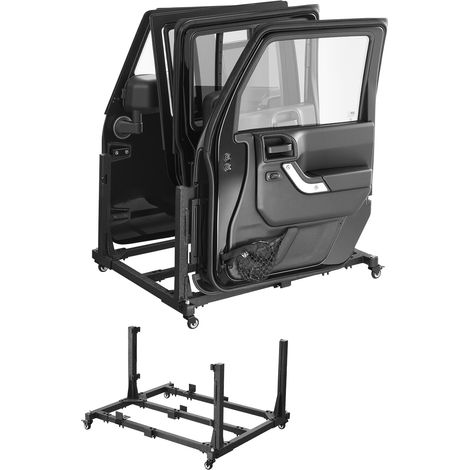 Mophorn Jeep-Türen-Aufbewahrungswagen (geeignet für 4 Türen) beweglich, stabiler Autotür-Halterungswagen, passend für Jeep Wrangler JK JKU JL Gladiator 2007-2024 Schwarz