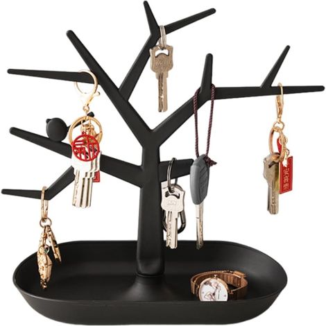 Portachiavi da tavolo a forma di albero, porta chiavi e espositore per gioielli (collane, anelli, orecchini) con vassoio organizer – Decorazione per l'ingresso di casa (1/5)