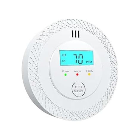 Détecteur de Monoxyde Carbone Blanc - 10 Ans Vie Batterie, Alarme CO, Installation Facile pour Camping-Car, Maison et Bureau (1pack)
