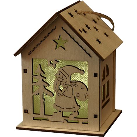 Maison Lumineuse De Noël - Maison En Bois Avec Led Pour Décoration De Bureau Ou Intérieur - À Monter Soi-Même - 1 Pièce (1/5)