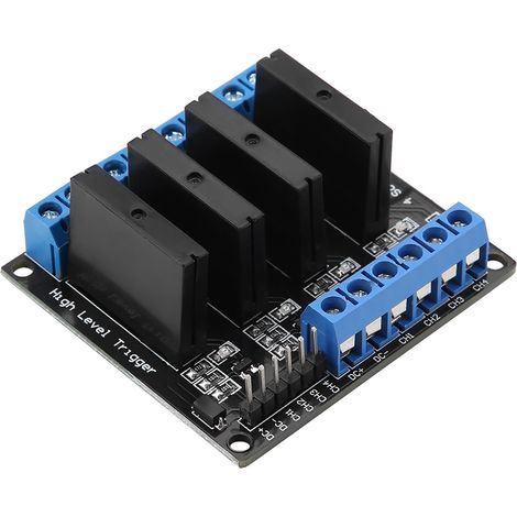 Module de relais statique à 4 canaux avec déclenchement haut niveau 5 V CC/CA et fusible 2 A (1/5)