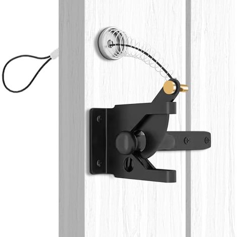 Lot de 2  Loquets de portail à verrouillage automatique avec câble à ressort pour portail de clôture en bois, pour sécurité extérieure, jardin, abri