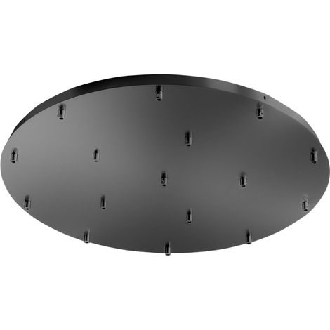 Rosone Tondo per Lampada a Sospensione OFELIA MINI B T/16 - 16 Fori, Metallo Finitura Nero Opaco con Kit Fissaggio e Morsettiera - Gea Luce (1/3)