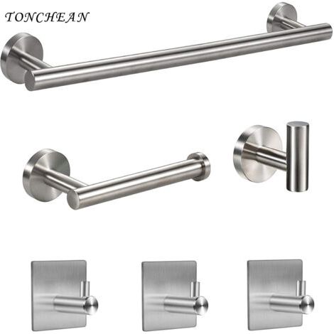 BUNTHAUS Barre de Serviettes de Bains,Acier Inoxydable Porte Serviette Murale Salle de Bain Ensemble de porte-serviettes muraux 6 pièces,OR, accessoires pour salle de bain et cuisine TONCHEAN