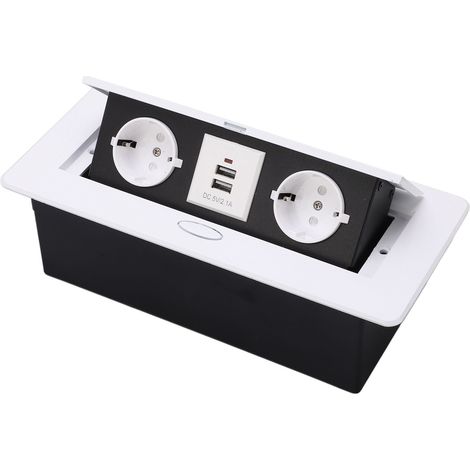 Prise encastrable avec double port USB, socle métallique de bureau, prise européenne 250V (1/5)