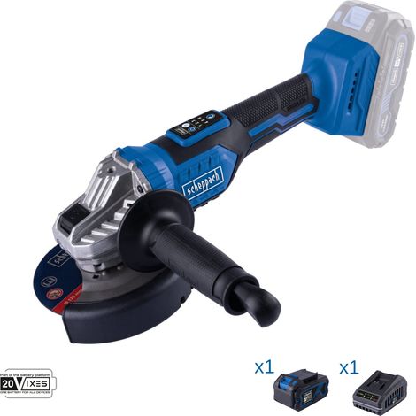 Winkelschleifer 20V Akku 4.0Ah und Ladegerat ixes Scheppach bc-ag125-x