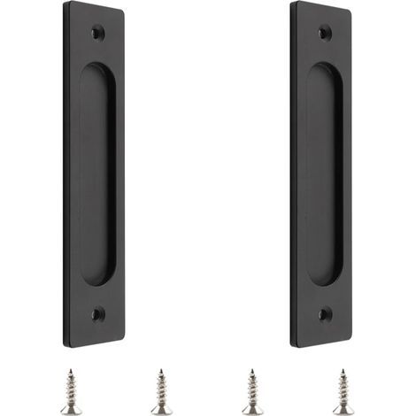 1 Pc poignées de porte coulissante rectangulaires encastrées en alliage d'aluminium noir mat avec vis de montage pour porte coulissante de grange (1/5)