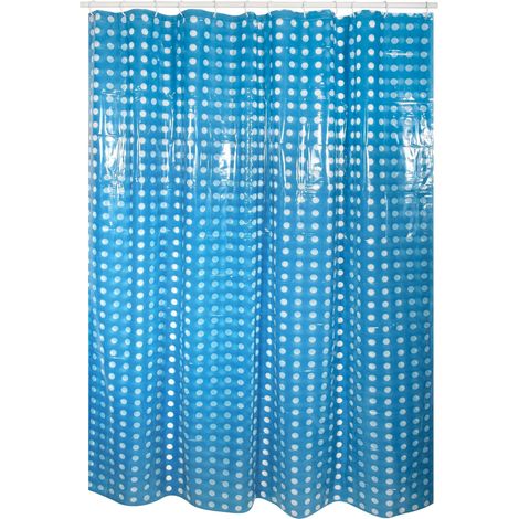 Rideau de Douche, en PVC, Revêtement antibactérien, 100% Vinyle, Design Moderne, Anneaux Inclus, Revêtement antibactérien et Hydrofuge, Lavable à 40°c, Bleu Foncé, 180 x 200 cm (1/2)