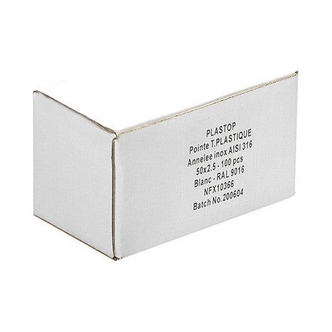 Pointe Plastop Tête Ronde inox A4 NORFIX annelée Ivoire Clair/Taille:50 mm x 2.5