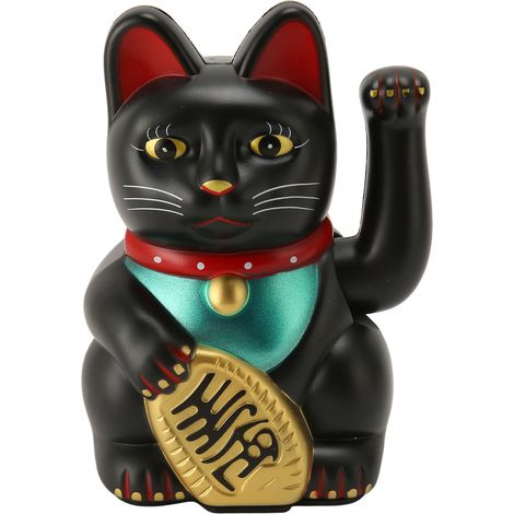 Figurine porte-bonheur chat électrique en plastique de 15 cm (6 pouces) - Noir - 0256E - Idéale pour l'entrée ou comme cadeau pour la maison ou l'ouverture d'un nouveau magasin (1/5)