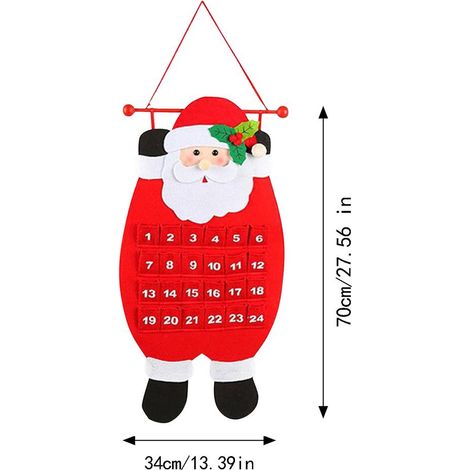 Calendrier de l'Avent mural en feutrine avec Père Noël, 24 jours de compte à rebours pour la décoration intérieure (1/5)