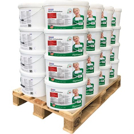 Wandfarbe PROFHOME Objektweiß Innenfarbe Farbe hochergiebig gut deckend matt weiß 1 Pal. 400 L für 2560 qm (1/5)