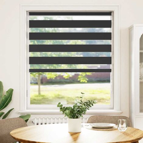 Maison Exclusive - Estor cebra negro 105x100 cm tejido ancho 100,