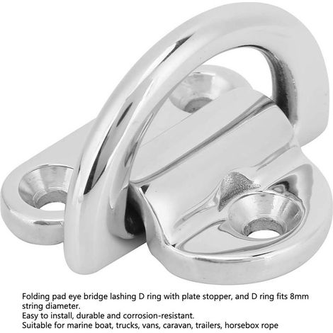Anneau d'amarrage pliant en acier inoxydable 8mm pour bateau, yacht et moteur, œillet de rangement D pour fixation marine. (1/5)