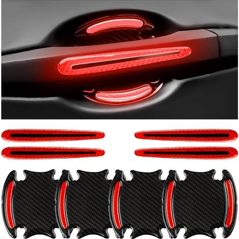 8 pezzi di protezione antigraffio per maniglia della portiera dell'auto, pellicola adesiva per maniglia della portiera dell'auto, adesivi 3D per maniglia della portiera (rosso)
