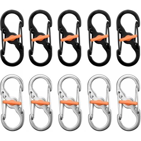 10pcs Small Stainless Steel Screw Eye Carabiner - Small Carabiner - Mini Keychain S Double Carabiner (1/5)