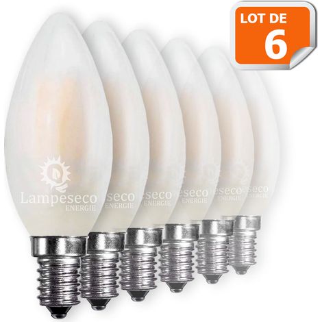 Lot de 6 Ampoules LED E14 Opaque Filament 4W eq 40W 400lm Blanc Chaud (1/2)