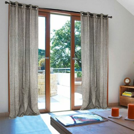 Rideau à oeillets effet chiné métallisé marron 140x250 cm – Laisse passer lumière tamisée – Finition texturée tendance – Thedecofactory (1/3)