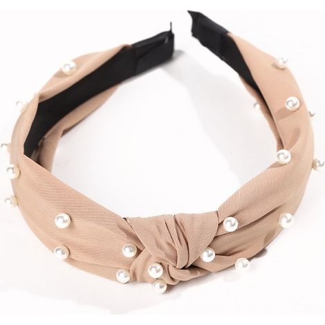 Fascia turbante realizzata in tessuto, perle color crema PER capelli DA donna, alla moda, spessa