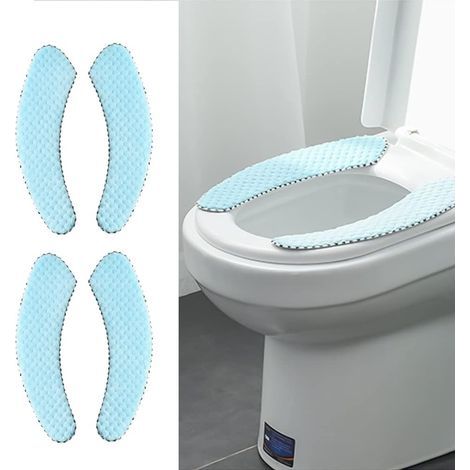 Set mit 2 Paar gepolsterten Toilettensitzbezügen, warm und dick, rutschfest, waschbar und antistatisch (blau) (1/5)