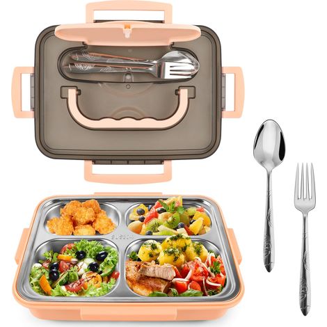 Boîte Bento Lunch Box avec Interieur en Acier Inoxydable Amovible 1200ml (1/5)