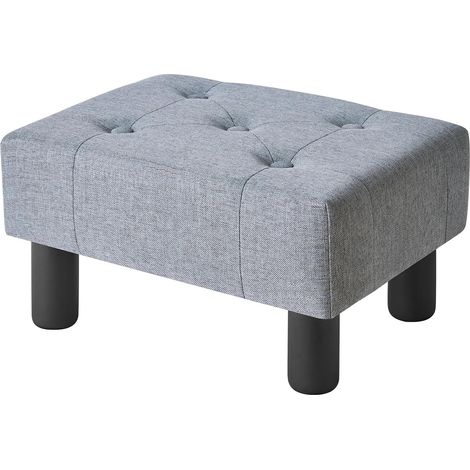 Repose Pied Salon, Petit Tabouret Pouf Ottomane Moderne, Repose-Pieds en Tissu de Lin pour Le Salon Convient pour Les Canapés, Les Couloirs, Les Chambres à Coucher, Gris Bleu HBD039L (1/5)