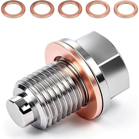 Bouchon Vidange Magnetique M14x1.5 5 Joints Cuivre Carter Huile Moteur (1/5)