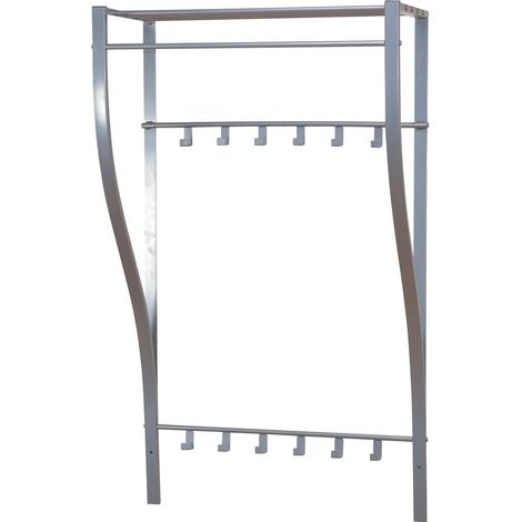 Perchero de pared con 12 ganchos para barra y estante MED05014