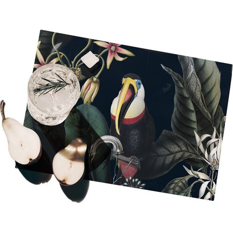 Set 2 tovagliette americane lavabili giungla animali 42x30 Dark Jaguar
