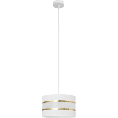 Helam HELEN Plafonnier Suspension Cylindrique Blanc, Or 25cm (1/5)