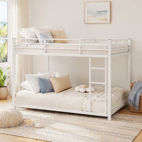 MEUBLIV Lit superposé 140x200 cm blanc – structure métal, sans matelas (1/5)