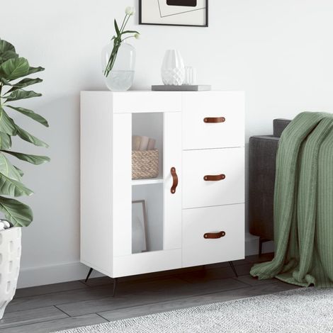 Buffet Meuble de rangement Armoire de cuisine blanc 69,5x34x90 cm bois d'ingénierie 56677 (1/5)