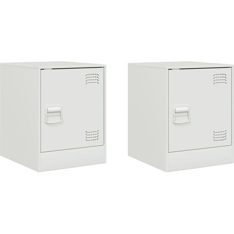 Set 2 comodini con vano con anta 34,5 x 39 x 44 cm acciaio bianco DEC034853