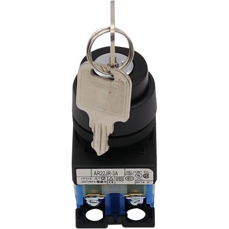 Includes AR22JR-3A three-position key-operated rotary button switch with 3 keyhole positions and a 22mm keyhole diameter. (1/3)