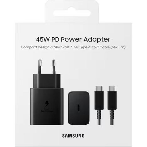 Chargeur Samsung 45W avec câble USB-C vers USB-C chargeur original EP-T4511- noir