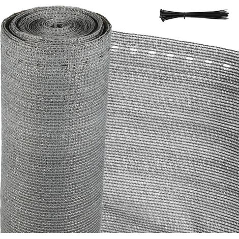 Randaco 1,0x10m Zaunblende Sichtschutz 150g/m² HDPE Schattiernetz Windschutz Staubschutz Sonnenschutz Gewebe Netz mit Kabelbindern Anthrazit