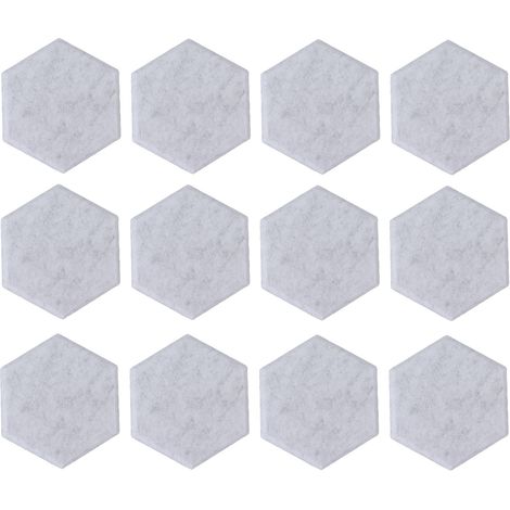 12 hochdichte, sechseckige Akustikpaneele zur Schallabsorption und Wanddämmung, silbergrau, abgeschrägte Kante, 14 x 12 x 7 cm (1/5)