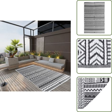 Outdoor-Teppich ARAKIL Schwarz 160x230 cm PP - Außenbereich Dekoration - Terrasse Teppich - Balkon Teppich - Garten Teppich - Polypropylen Teppich (1/5)
