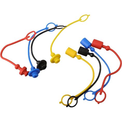 4 paires de raccords rapides hydrauliques, capuchon anti-poussière et revêtement intérieur, caoutchouc PVC, anneau de maintien maintient le capuchon fixé au tuyau (1/4)
