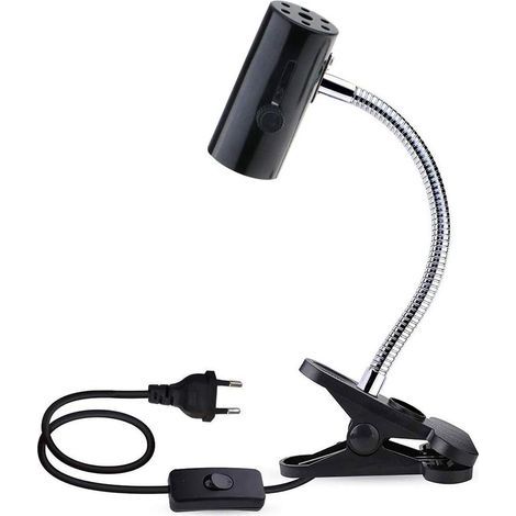 E27 avec Pince et 1,8m Câble pour Lampe Reptile, max. 150W, Flexible Douille Terrarium Noire E27 pour Tortue, Clip Lampe Chauffante pour Poussin Chiot (sans ampoule) (1/5)